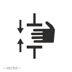 pinched fingers icon, press down your hand, clamped hand, injury fingers, flat symbol - vector illustration