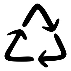 doodle hand drawn line triangle recycle eco environment icon