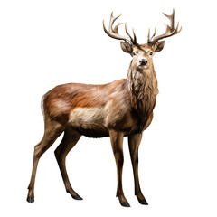Obraz premium Deer, looking in to camera, side view full body, transparent background