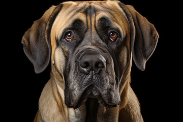 Fototapeta premium English Mastiff close-up portrait. Adorable canine studio photography.