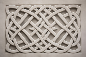 Celtic knot carved on stone background texture - stone frame