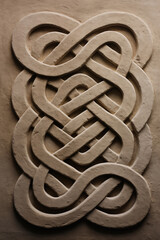 Celtic knot carved on stone background texture - medieval pattern