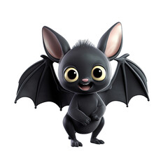 3d Cartoon Small Bat. Isolated on a Transparent Background. Cutout PNG.