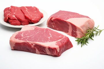 Fresh raw beef captured in isolation against a white background for clarity