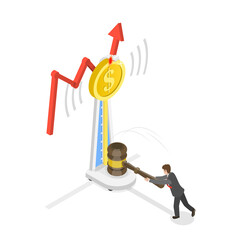 3D Isometric Flat  Illustration of Price Hit, Business Success Measuring