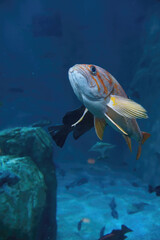 Canary rockfish swimming