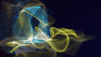 Obraz premium 3D rendering of abstract structure of intertwined dots