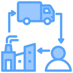 Fototapeta premium Supply Chain Blue Icon