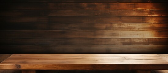 Blank wooden table for showcasing products in a business setting