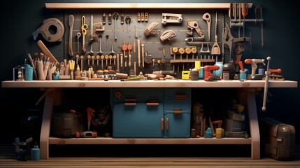 A well-organized toolbench with neatly arranged tools, showcasing the readiness for DIY projects and household tasks.