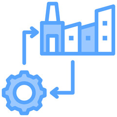 Manufacturing Process Blue Icon