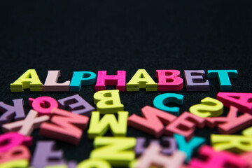 Alphabet made of wooden letters