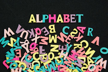 Alphabet made of wooden letters