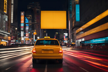 Yellow taxi on the street in New York City, United States.