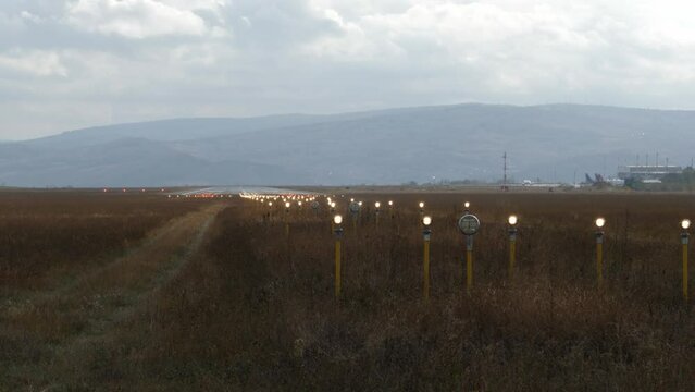 Lighting system that flashes intermittently at the end of the runway during the day. Precision Approach Path Indicator
