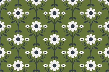 Seamless Patterns with Decorative Flowers in Vector Art