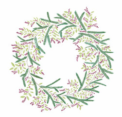 Handpainted watercolor christmas wreath - 686394637