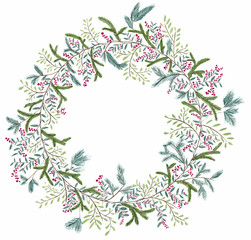 Handpainted watercolor christmas wreath - 686394644