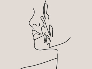 Outline portrait of woman in contemporary abstract style.