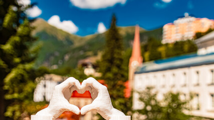 Heart hands gesture with a 3D printed sculpture - free model from thingiverse - at Bad Gastein, St....
