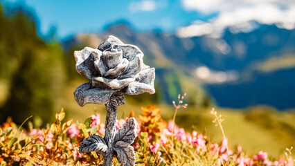 Details of a stone rose at Mount Stubnerkogl, Bad Gastein, St. Johann im Pongau, Salzburg, Austria