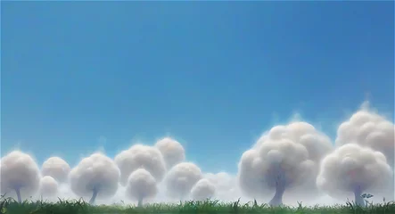 Foto op Canvas 異世界の草原と青空と白い雲のような木　ジェネレーティブ AI © スタジオサラ