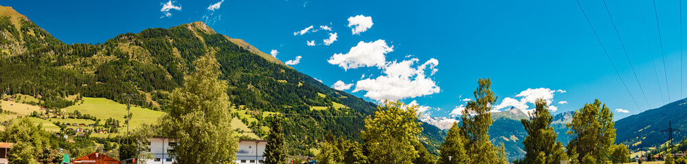 High resolution stitched alpine summer panorama at Bad Hofgastein, St. Johann im Pongau, Salzburg,...