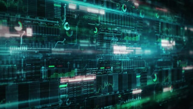 An array of trade data in virtual space.