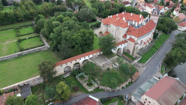 castle Brandys nad Labem and old town,Schloss Brandeis (Zamek Brandys nad Labem) ,Czech republic,Europe,scenic aerial panorama landscape view