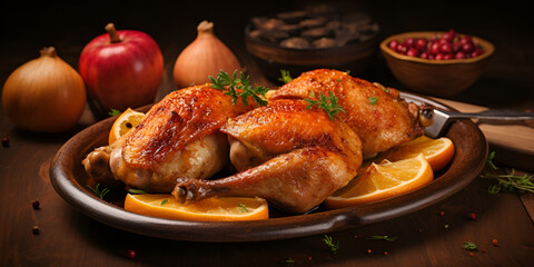 Golden Brown Baked Chicken and Quince Delight: A Perfect Dinner Duo