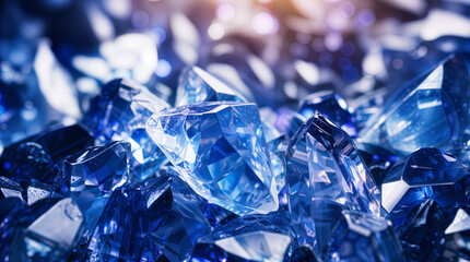 Beautiful shiny crystals sapphires background, blue sapphire gems wallpaper hd - obrazy, fototapety, plakaty