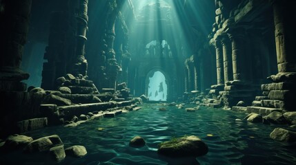 Atlantis. Lost Civilization of Atlantis.Undersea Ruins. Ruins of the Atlantis. The lost underwater city. 