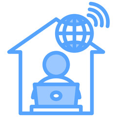 Remote Working Blue Icon