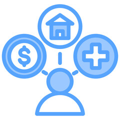 Obraz premium Employee Benefits Blue Icon