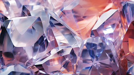 Abstract crystal background. Diamond gemstone prism texture. Brilliant iridescent rainbow refraction. Gem stone rock glass crystal golographic background