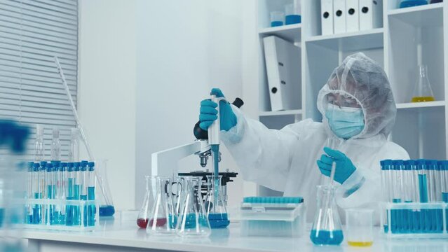 In the high tech laboratory, genetic engineering research is carried out for improvement and treatment. Scientists analyze the virus and work on methods to treat and prevent it.