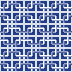 Timeless Chinese tangled squares blue pattern