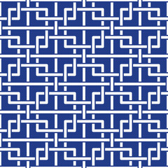 Timeless Chinese tangled squares blue pattern