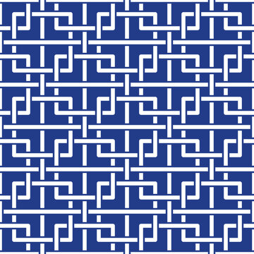 Timeless Chinese tangled squares blue pattern