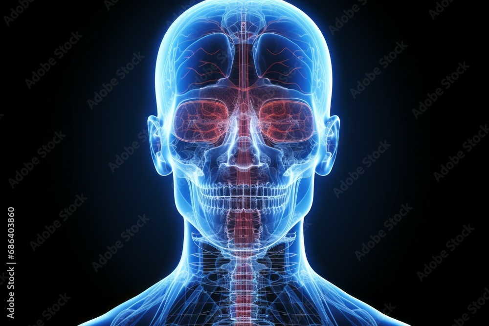 Aufkleber skull hologram study in science. background with selective focus and copy space