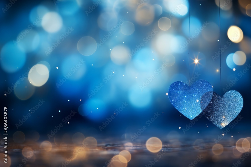 Poster hearts with a pleasant gentle bokeh. background with selective focus and copy space
