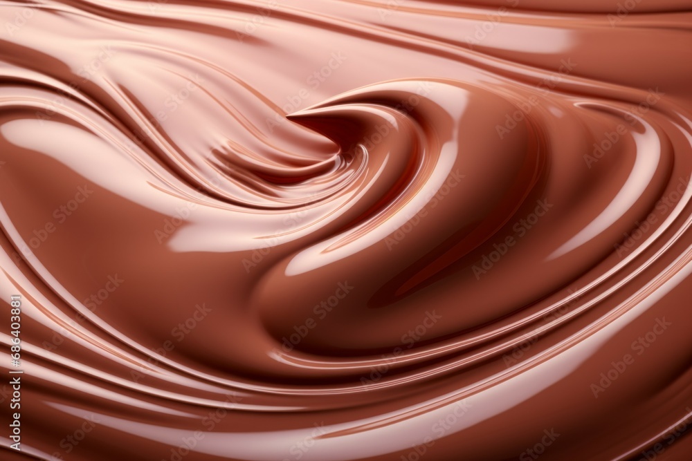 Poster abstract backdrop of melted milk chocolate. background with selective focus and copy space