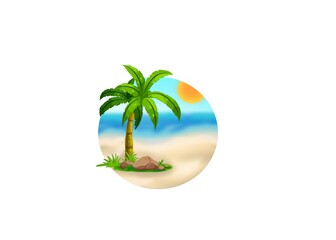 Summer icon landscape on the beach with heat and sun