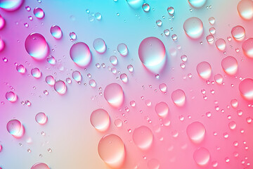 Liquid droplets. Water drops on soft pastel colored surface. Abstract background