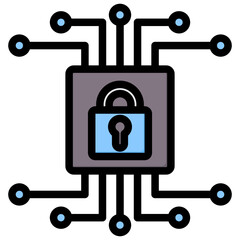 Cyber Security Outline Color Icon