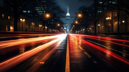 Fototapeta na wymiar Time lapse photography street light at night