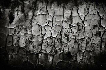 Black and white grunge background with abstract cracks, chips, dots, and worn surface texture. Generative AI - obrazy, fototapety, plakaty