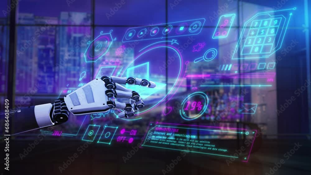 Poster animation about artificial intelligence and social networks.