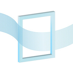 3d blue frame with wavy light lines