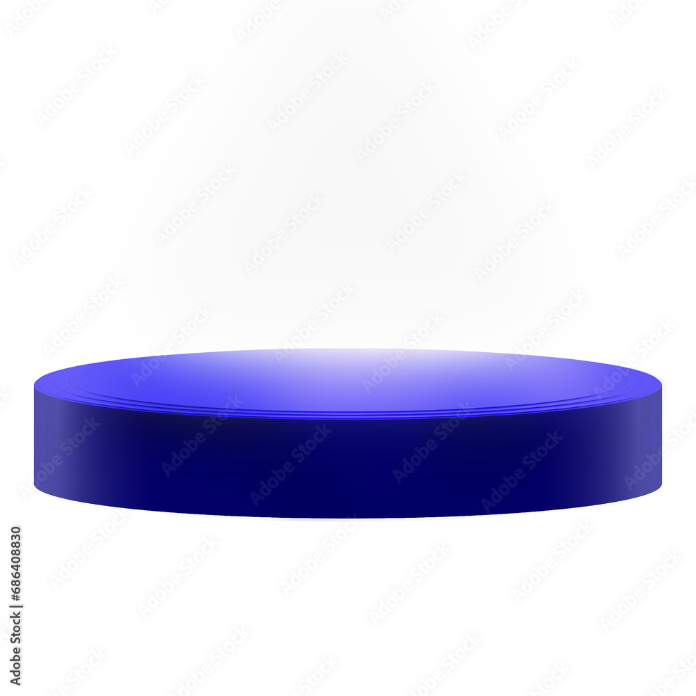 Sticker blue podium, 3D round glowing pedestal podium